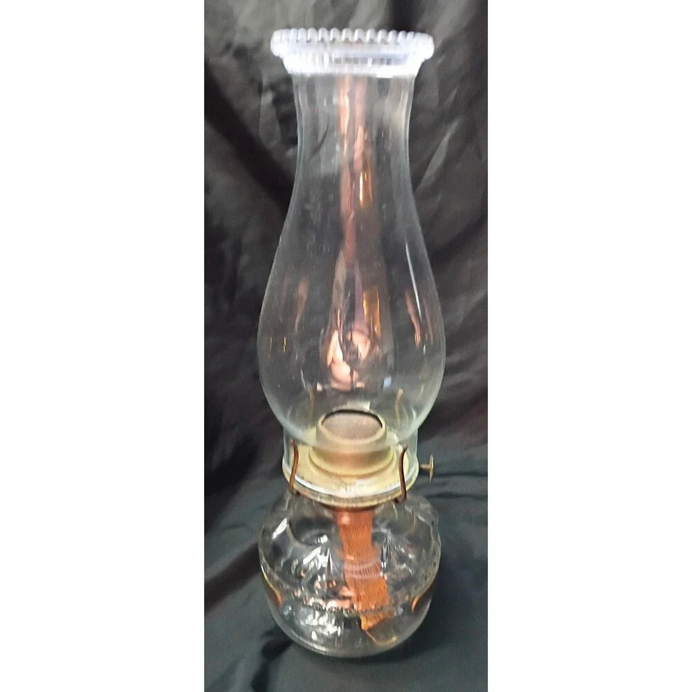 Pair of Vintage Clear Glass Eagle Oil Lamps with Hangers